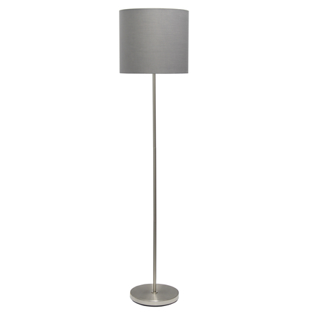 SIMPLE DESIGNS Simple Designs Brushed NIckel Drum Shade Floor Lamp, Gray LF2004-GRY